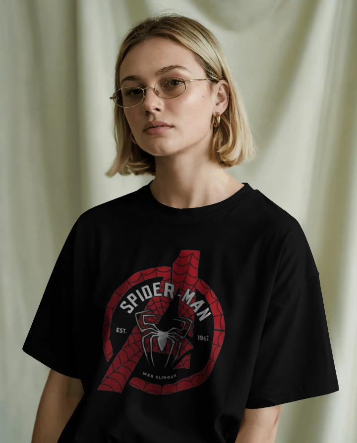 Men’s Black "SPIDER-MAN Web Slinger" Legacy Graphic Printed T-Shirt